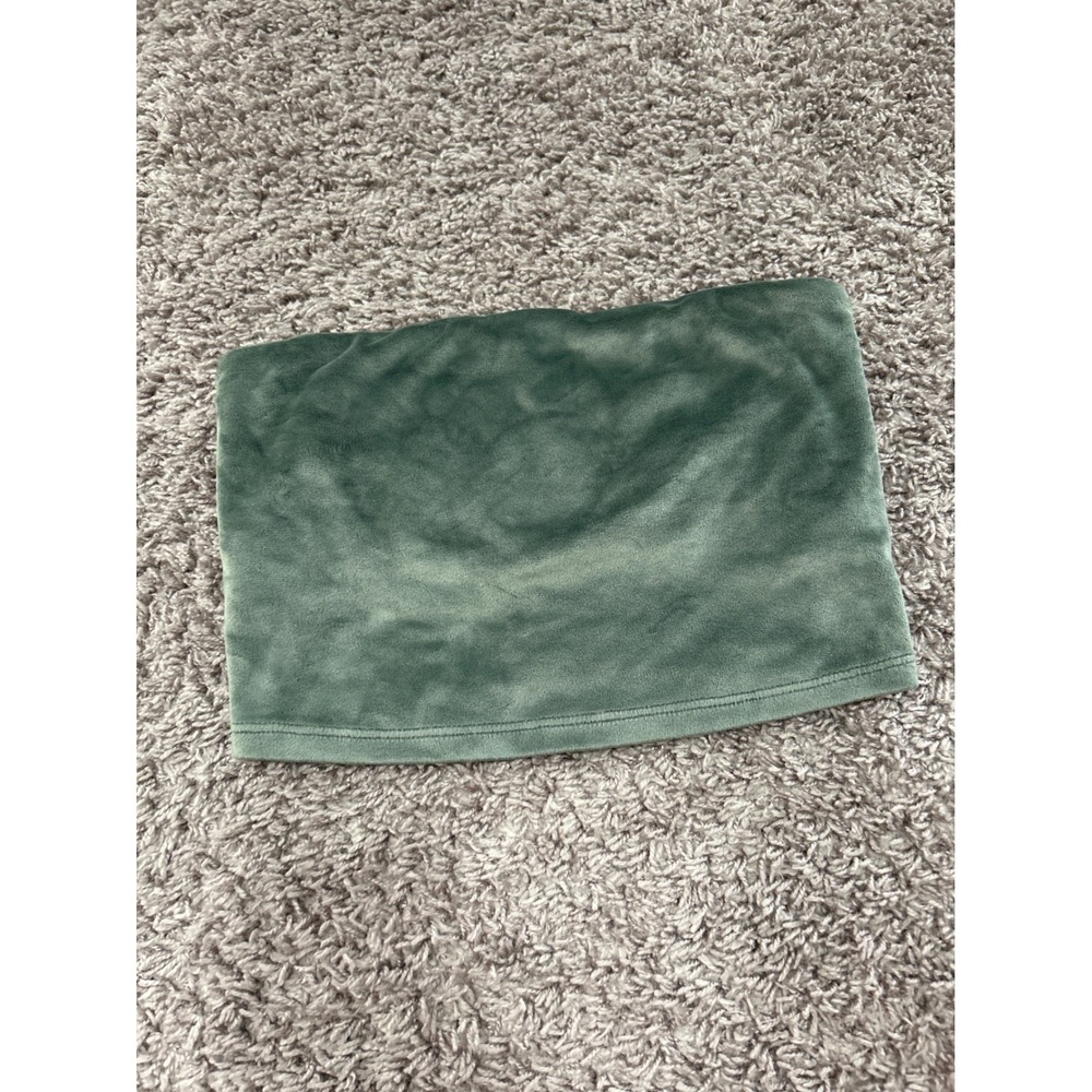 Aerie Green Velvet Tube Top Sleeveless Casual Cropped XS